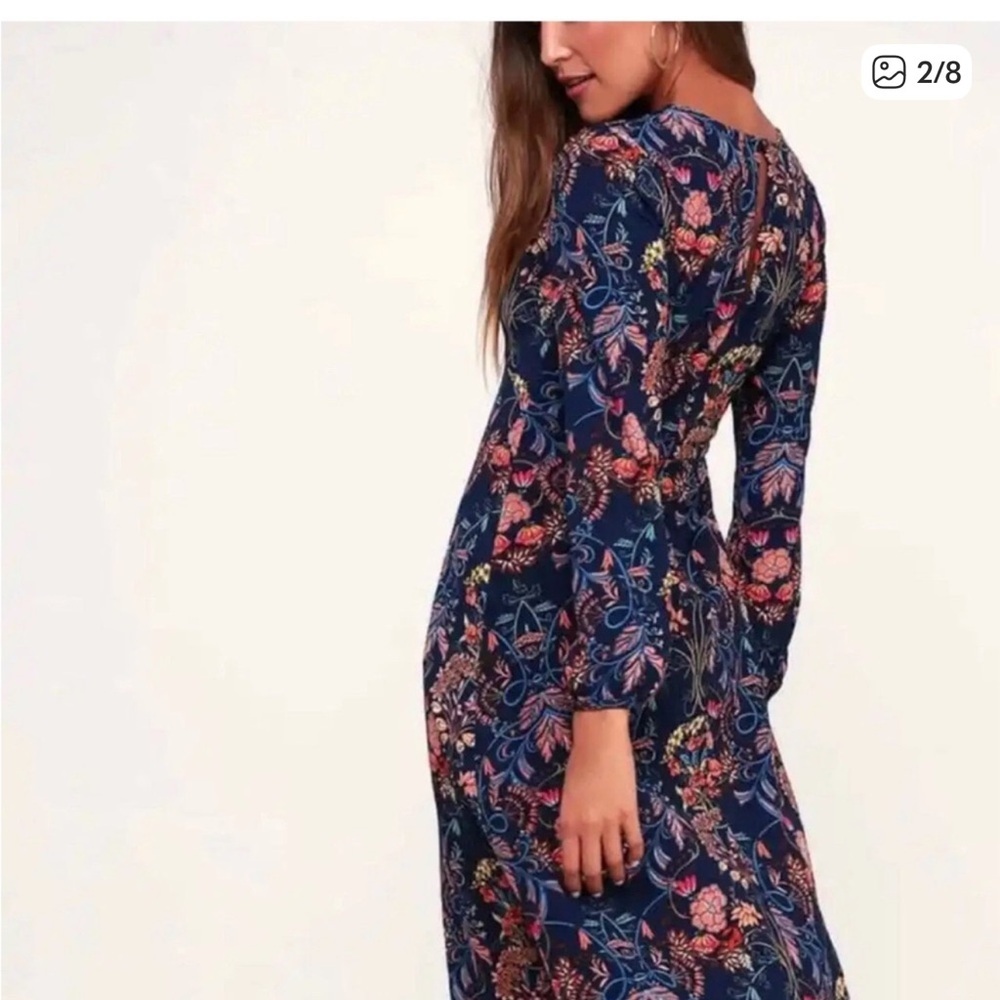 I.madeline Navy Floral Long Sleeve Dress - Picture 2 of 7